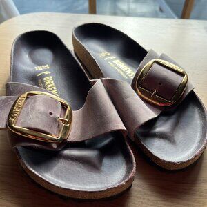 Birkenstock Arizona Madrid Big Buckle Leather Lavender Blush Sandals - Size 37